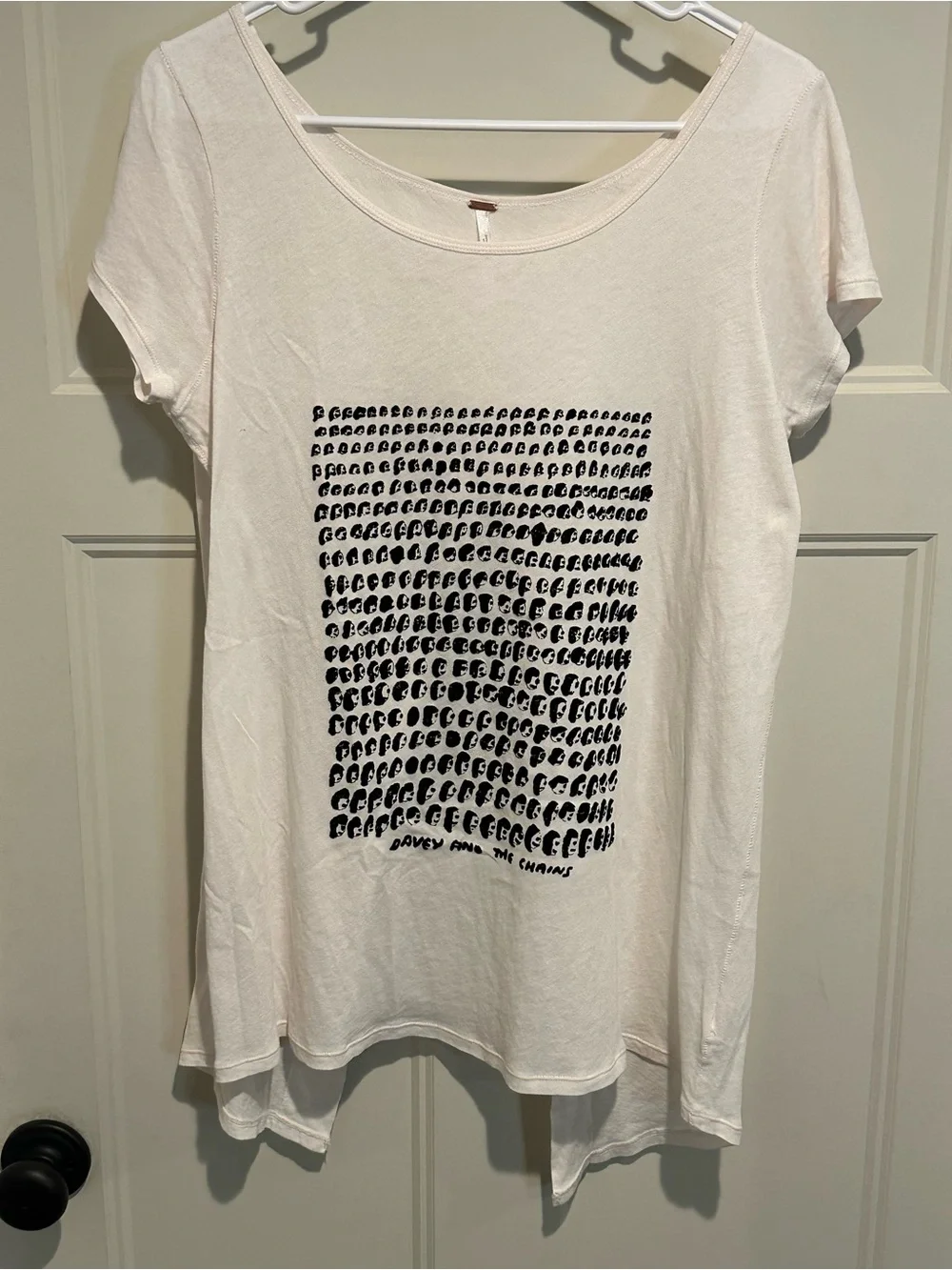 Free People Women's White Graphic Open Back Top - Small